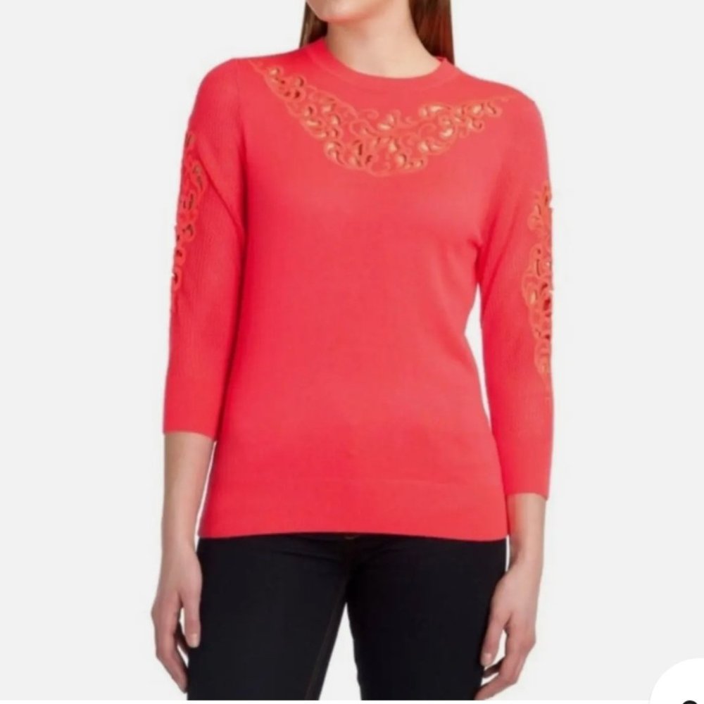 TED BAKER Talula crew neck sweater coral sz 4